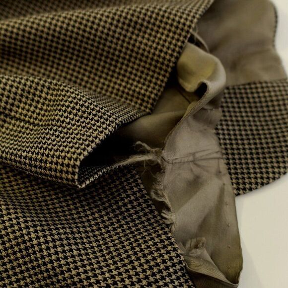 Hart Schaffner Marx Parisian Tweed Wool Houndstooth Black Tan Sport‎ Coat 42L - Picture 16 of 16
